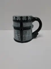 Knight Helmet Mug Ceramic Coffee Cup New Grey Black