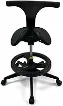 Ergonomic Split Seat Saddle Stool with Back Support Wheels Footstool,Professional Saddle Stool Chair,
