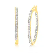 Gold Plated Sterling Silver 1/2 Carat Diamond Hoop Earrings