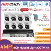 Hikvision 8CH 4MP Hybrid Light IR IP Security Camera System ColorVu 3.0 Dual MIC