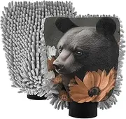 XYMZR Absorbent Microfiber Car Wash Mitt Bear Flowers Butterfly, Funny Cute Anime Scratch Free for Cars Cleaning, Home Cleaning Mitts, 2 Pack, 10.24” L x 7.09” W