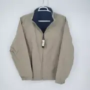 Vtg Eddie Bauer Mens Jacket Large Full Zip Brown Blue Microfiber Reversible Tall