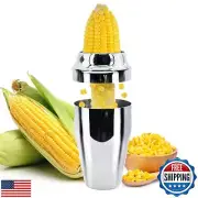 Newness Corn Stripper Peeler and Cutter with Cup, 304 Stainless Steel Cob Thr