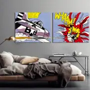 ROY LICHTENSTEIN ART PAINTING PRINT WHAAM PLANE POP CANVAS STRETCHED FRAMED NEW