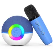Portable Mini Karaoke Machine for Kids, Bluetooth Speaker with Wireless Microphone,MP3 Player,Perfect for Birthday and Family Parties(Blue)