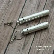 Waterproof Aluminum Pill Container Capsule Bottle Keychain Over 3" Long - Choose