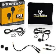 2 Lavalier Lapel Microphones Set for Dual Interview - Dual Lavalier Microphone - Lavalier Microphone Set - Perfect as Blogging Vlogging Interview Microphone for iPhone 6, 7, 8, X