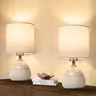 Bedside Lamps Set of 2, Ceramic Small Bedside Table Lamps with Fabric Shade, Tab