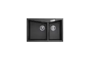 CARYSIL CGDB Granite Kitchen Sink - 800 x 500mm 1 + 3/4 Bowl - Deep Black - Top/Under Mount