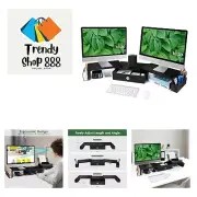 Dual Monitor Stand Riser w/ Drawer & Metal Leg, Large Computer Monitor Riser ...