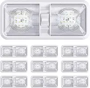 10 Pack RV LED Ceiling Double Dome Light Fixture with ON/Off Switch Interior Lighting for Car/RV/Trailer/Camper/Boat DC 12V Natural White 4000-4500K 48X2835SMD