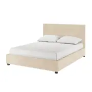 Lovita Bouclé Bed Frame w/ Gas Lift Storage - Cream Beige
