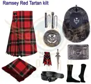 SCOTTISH MEN'S 8 YARD TARTAN KILT Handmade Highland Kilts & Antique Accessories