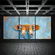 3pcs Skateboard Vibrant Wrapped Print 100% Australian Made 3 x 40x60cm (Metal Print)