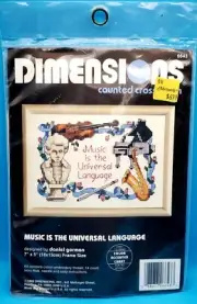 Vtg. Dimensions 1993 "Music is the Universal Language" Counted Cross Stitch Kit