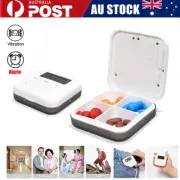 Mini Portable Electronic Pill Timer Reminder Dispenser 4 Grids Alarm Pill Box AU