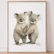 Digital print files (JPGs) for nursery - KOALA twins holding hands. Watercolour