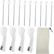 NAMOARLY 1Set Reflective Camping Rope Windproof Tent Ropes with Pegs Tensioners Carry Bag for Outdoor Hiking and Backpacking Durable Lightweight and Wear Resistant