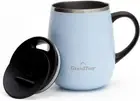 Insulated Coffee Mug with Handle - Sliding Lid for Splash-Proof 16 Oz Wine-Gl...