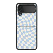 Galaxy Z Flip4 Impact Hinge Case Check Baby Blue Twist by Galaxy Eyes