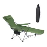 Reclining Camping Chair with Footrest, Folding Lawn Chair with Adjustable Green