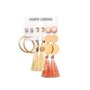 Veile Studios 6Pcs Tassel Female Bohemian Ethnic Style 9 Earrings