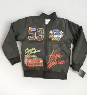 NASCAR Racing Varsity Bomber Jacket Graphic Print Racecar Youth Sz XL 18/20 NEW