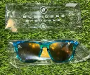 Blenders Aqua Lounge Sunglasses Turquoise Translucent Frames Gold Mirror Lenses