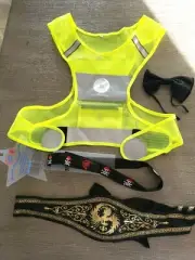 boys 7/8 NEW PIRATES BELT A KID CAN DO HIMSELF! SAFETY VEST BOW TIE HALLOWEEN BE
