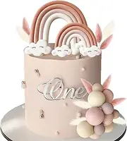 Rainbow Cake Toppers Boho Balls Cake Decorations for Wedding Baby Shower Girls Boys Birthday Party Supplies