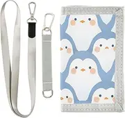 [Yoogain] Delicate Cartoon Penguin Light Blue wallet money clip for men for women nylon purse with lanyard, delicate cartoon Penguin light blue, 1 size, Fashion