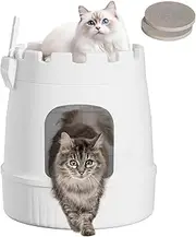 Lifewit Castle Cat Plant Litter Box with Scratching Board & Scoop, Hidden Covered Kitty Litter Box Enclosure with Odor Control & Carbon Filter in Living Room, Bedroom, Corner, White