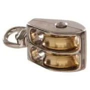 Hardware Essentials Winch 1-1/2" Solid Brass Double Sheave Fixed Pulley Steel