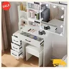 Dressing Table Stool Set Mirror Vanity Makeup Jewellery Cabinet 4 Drawers White