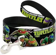 Dog Leash New Series Ninja Turtle Logo1 Character Action Pose2 Black 6 Feet Long 0.5 Inch Wide