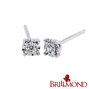 【BRILLMOND JEWELRY】鑽石耳環10分18K金璀璨光芒(18K白金台+針)