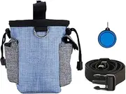 zolyet Training Small Dog Treat Pouch, Easily Carries Kibble and Rewards Pet Bait Bag Fanny Pack with Poop Bag Dispenser Dog Training Pouch with Collapsible Bowl Blue
