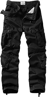 [AKARMY] Men's Casual Relaxed Fit Cargo Pants with Pockets, Outdoor Camo Cotton Work Pants for Men(No Belt)