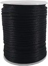 3mm Black Satin Cord Rattail Silk Cord Chinese Knot Thread for Jewelry Making, 50 Yards Spool