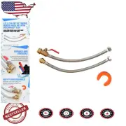 Effortless Install 20" Water Heater Hose with Brass Valve & Stainless Steel Flex