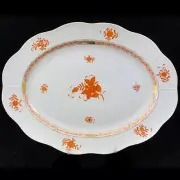 CHINESE BOUQUET RUST by Herend Oval Platter 14.25" NEW NEVER USED made Hungary