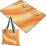 Yoogain Picnic Blankets Sandproof Grass Picnic Accessories Outdoor for Adults Concert Blanket Abstract Glitter Yellow Water Wave 60x80in