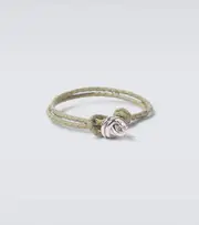 [Bottega Veneta] Bottega Veneta Leather-trimmed sterling silver bracelet AU 14 silver
