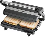 [Bestron] APM123Z Electric Contact Grill with Crumb Tray, Sandwich Maker with Cool Touch Handle, Panini Maker with Non-Stick Coating, 700 Watt, Colour: Black, 22.5 x 14 cm