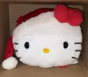 HELLO KITTY Red Santa Hat Holiday Christmas 18" Plush Pillow NEW