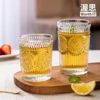 在飛比找momo購物網優惠-【渥思】復古浮雕金邊玻璃杯-380ml(咖啡杯.茶杯.水杯)