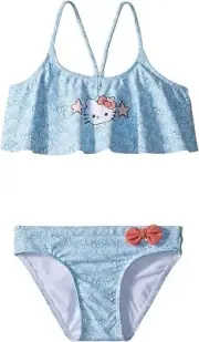 O'Neill Kids GIRLS 236613 Hello Kitty Shelly Flounce Bikini Set Swimwear Size 2T