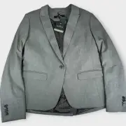 Next Women's Grey Tailored Blazer Jacket Smart Office Formal Suit Size 14