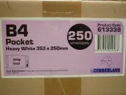 250x CUMBERLAND B4 ENVELOPES POCKET STRIP SEAL 100GSM 353 X 250MM WHITE envelope