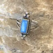 Womens Lapis Lazuli Navajo Sterling Silver Ring Size 6 Adjustable 12453